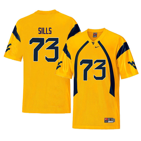 Men #73 Josh Sills West Virginia Mountaineers Retro College Football Jerseys Sale-Yellow